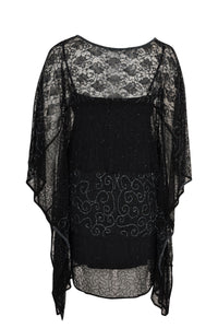 Tunic long square stripe bead - black - #2