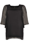 Blouse wide sleeves voile UNI - black - #4