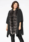 Poncho fur collar - black