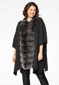 Poncho fur collar - black - #1
