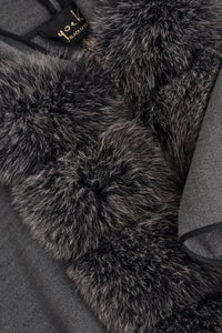 Poncho fur collar - grey - #5