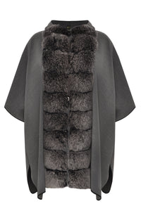 Poncho fur collar - grey - #4
