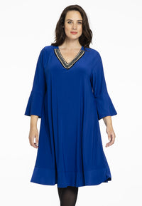 Perlenbesetztes Rüschenkleid DOLCEDress frilled beaded DOLCE - blue - #1