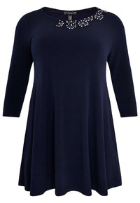 Tunic wide bottom beads DOLCE - blue - #4