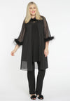 Mesh cardigan with feathers - black - #2