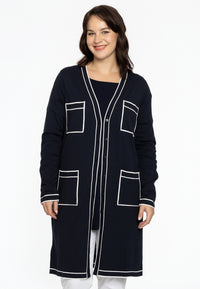 Cardigan mit kontrastierenden BesätzenCardigan contrast piping - blue - #1