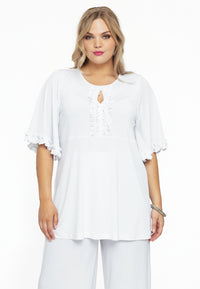 Tunic flare frilled sleeves DOLCE - white - #1