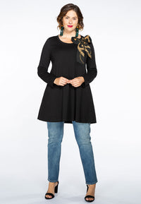 Tunic wide bottom scarf Paris - black - #2