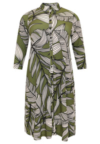 Blouse midi BATIK LEAVES - green - #4