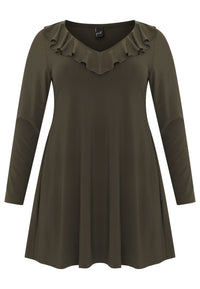 Tunic wide bottom frilled DOLCE - dark green - #1