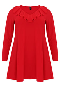 Tunic wide bottom frilled DOLCE - red - #2