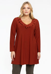 Tunic wide bottom frilled DOLCE - mid brown - #2