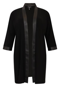 Cardigan with faux leather DOLCE - black - #4