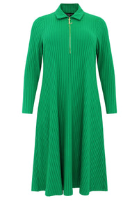 Langes Kleid mit Reißverschluss RIBLong dress zipper RIB - green - #4