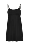 Slip dress elastic waist with lace - black - #2