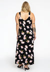 Maxi dress puckering HIBISCUS - black - #3
