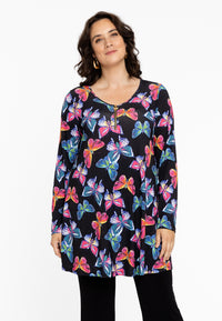 Tunic wide bottom BUTTERFLIES - black - #2