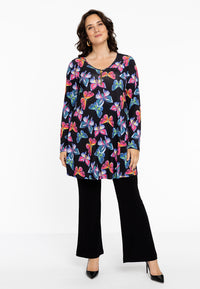 Tunic wide bottom BUTTERFLIES - black - #1