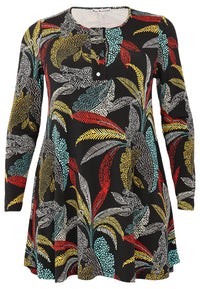Tunic Wide Bottom PALM LEO - black - #4