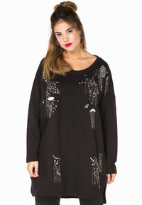 Sweater destroyed beaded - black - #2
