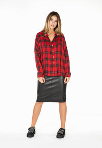 Blouse stone buttons check - red - #2