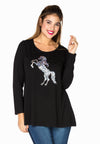 Tunic flare paillet horse - black - #1