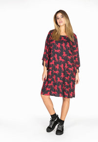 Dress wide sleeves HORSES - black - #1
