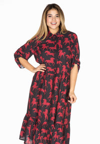 Dress-blouse long HORSES - black - #2