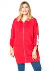 Jacket sweat long zipper - red