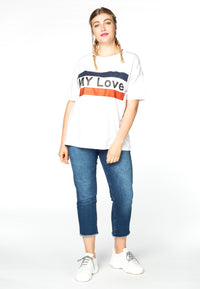 Shirt wide MY LOVE - white - #2