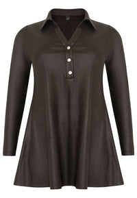 Tunic wide bottom FAKE SUEDE - black - #4