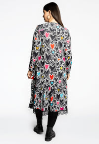 Dress grandad collar HEARTS - black - #3