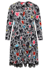 Dress grandad collar HEARTS - black - #4