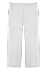 Trousers wide-fit 7/8 LINEN - white - #3