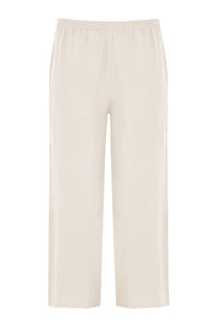 Trousers wide-fit long linen - ecru - #1