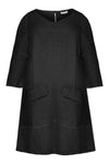 Dress A-line pockets linen - black - #1