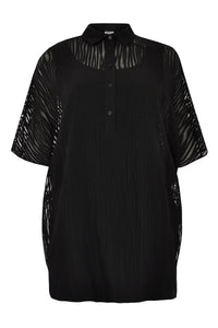 Blouse viscose stripe - black - #4