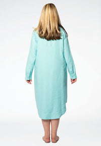 Kleid perlenbesetzt Ausschnitt LINENDress beaded neck LINEN - blue - #3