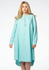 Kleid perlenbesetzt Ausschnitt LINENDress beaded neck LINEN - blue - #1