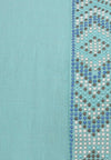 Kleid perlenbesetzt Ausschnitt LINENDress beaded neck LINEN - blue - #5