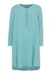Kleid perlenbesetzt Ausschnitt LINENDress beaded neck LINEN - blue - #4