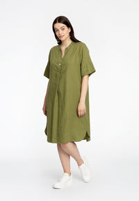 Tunic front pleat LINEN - green - #2