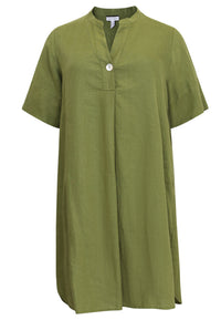 Tunic front pleat LINEN - green - #4