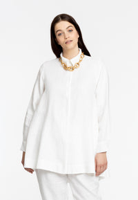 Bluse mit Reißverschluss LINENBlouse zipper LINEN - white - #1