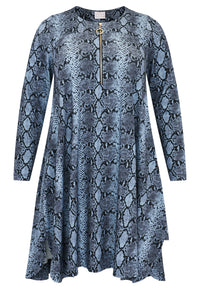 Kleid A-Linie mit Reißverschluss SNAKEDress A-line with zip SNAKE - blue - #3
