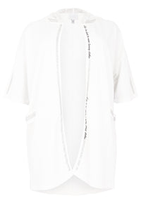 Cardigan with hoodie and strass - ecru - #4