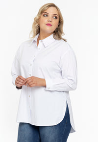 Blouse buttoned POPLIN STRETCH - white - #1