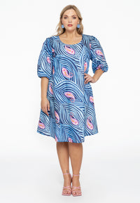 Dress A-line puff sleeve PAISLEY - blue - #2