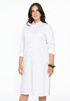Dress blouse long buttoned POPLIN STRETCH - white
