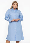 Dress blouse long buttoned POPLIN STRETCH - light blue - #1